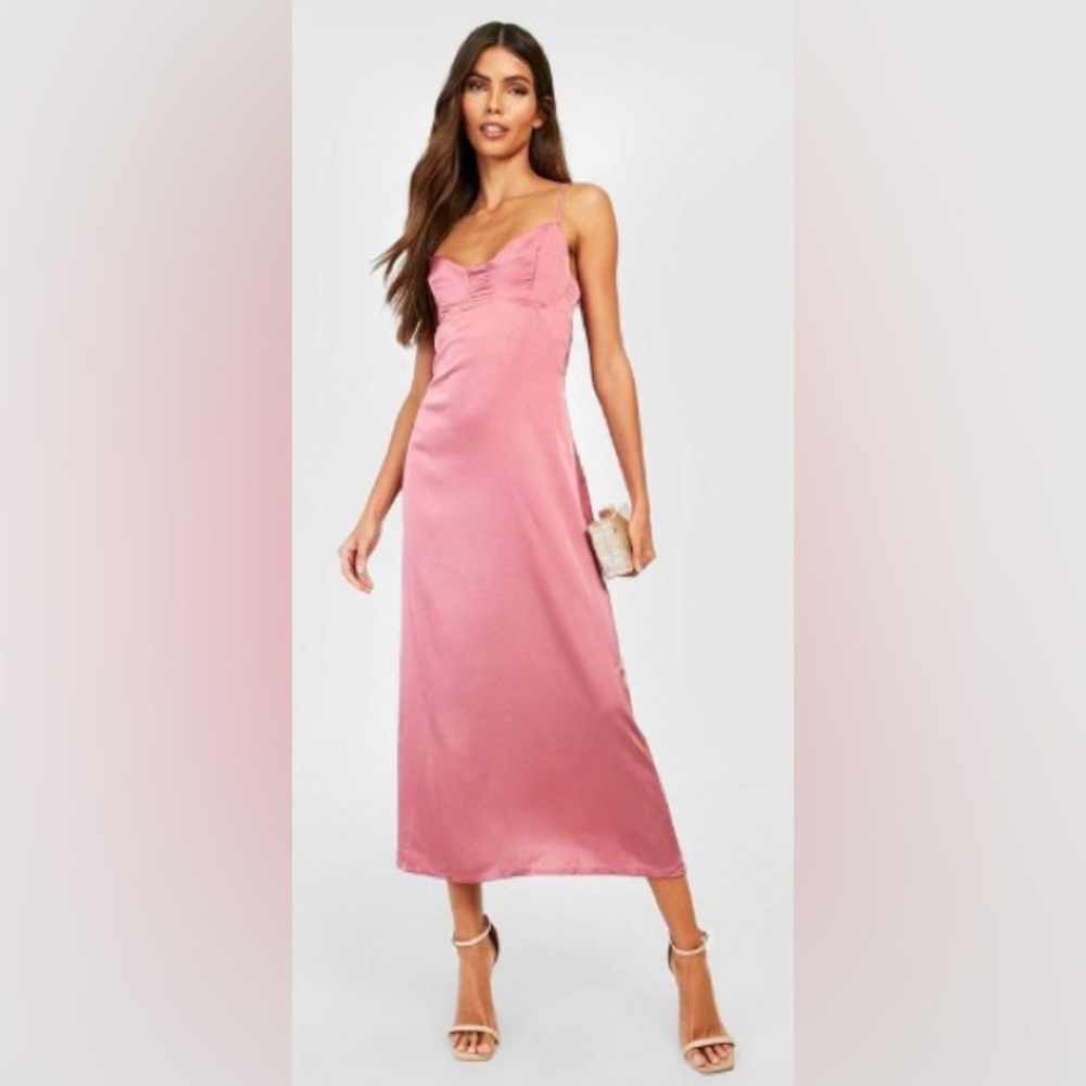 Dusty rose pink midi slip dress -Boohoo XL